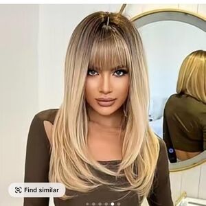 Stylish Ombre Blonde Wig with Bangs